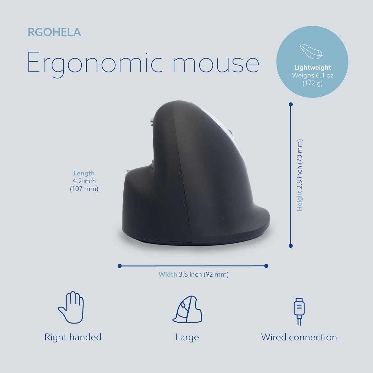 R-GO TOOLS He Ergonomic Mouse L Right Wired