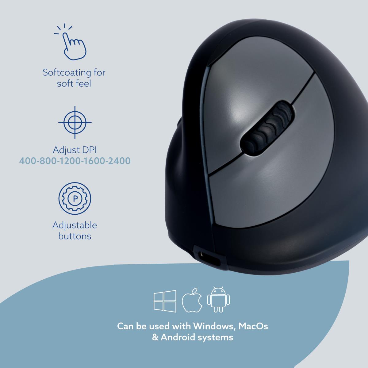 R-GO TOOLS He Ergonomic Mouse M Left Wireless