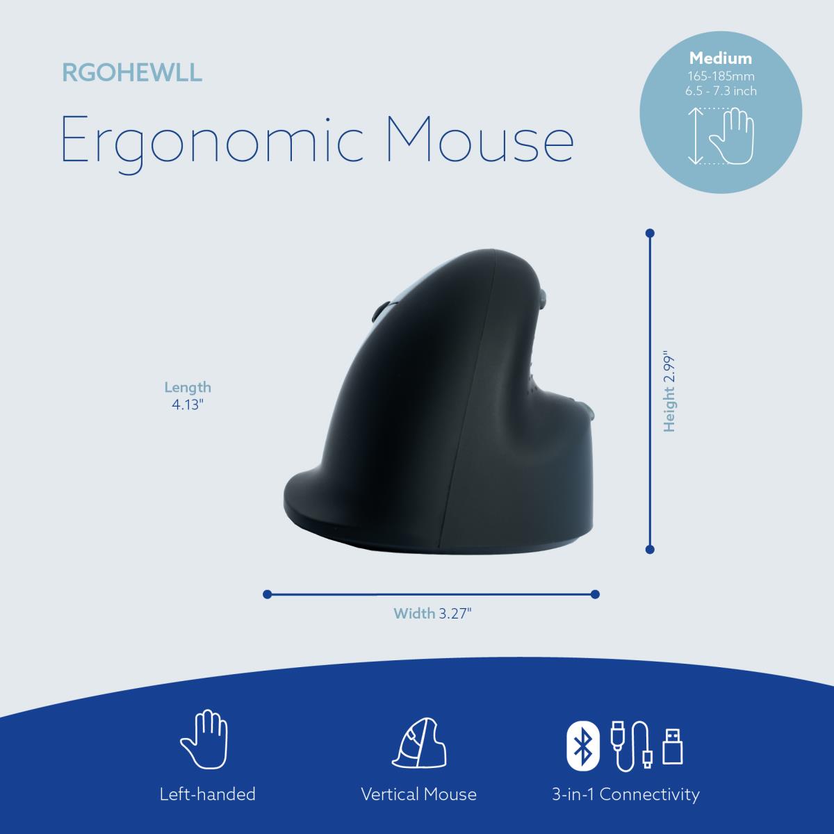 R-GO TOOLS He Ergonomic Mouse M Left Wireless