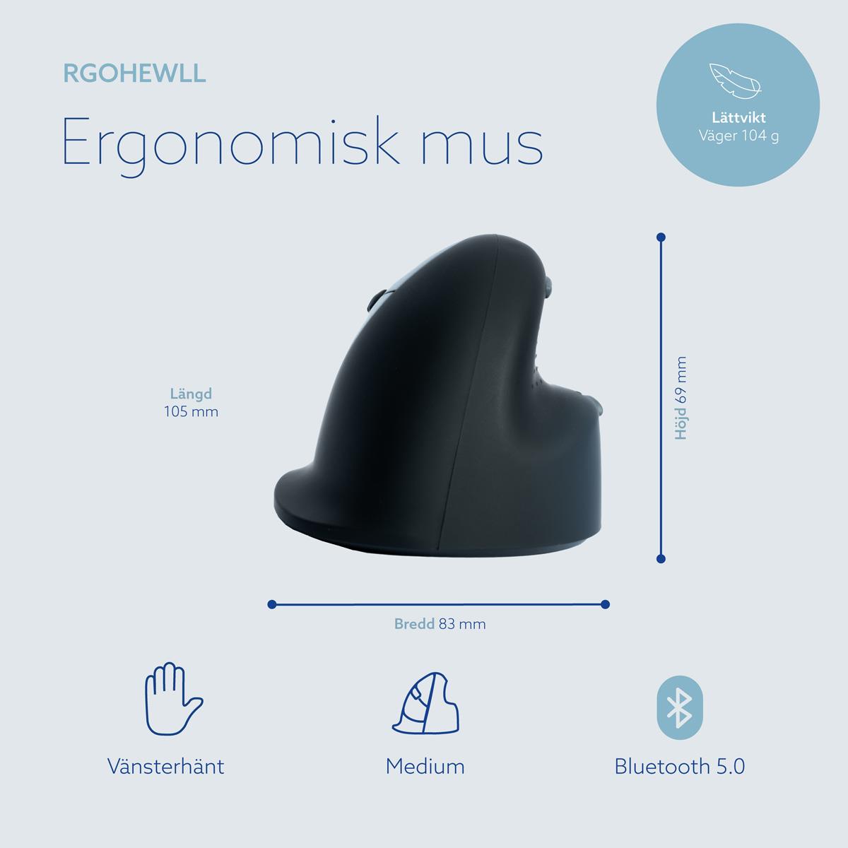 R-GO TOOLS He Ergonomic Mouse M Left Wireless
