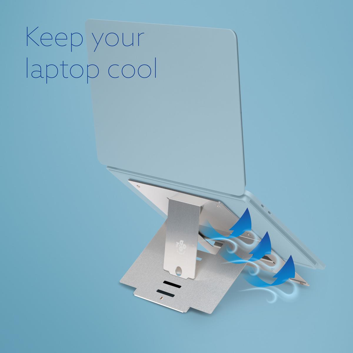 R-GO TOOLS Riser Laptop Stand Flexible/ Adjustable Silver
