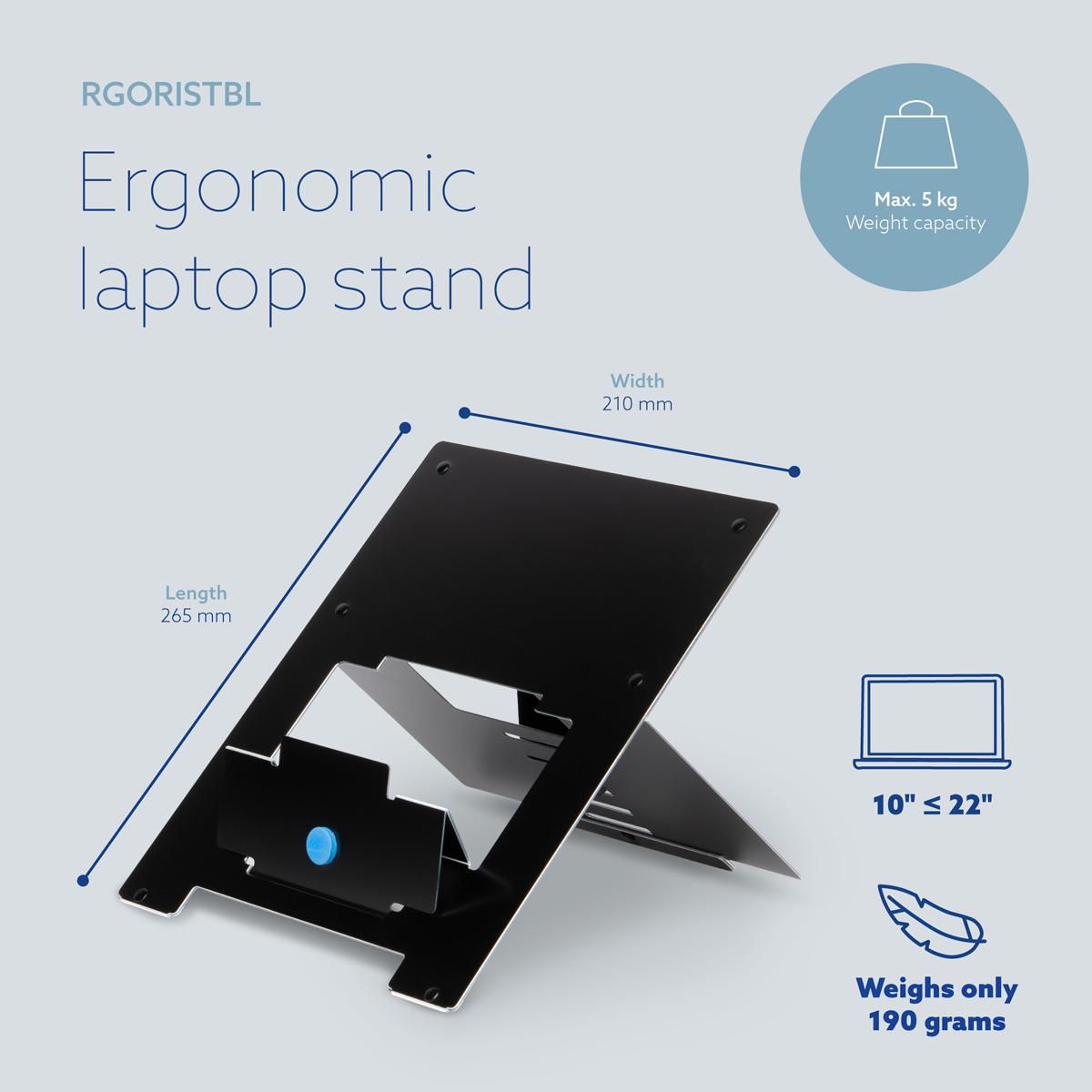 R-GO TOOLS Riser Laptop Stand Flexible/ Adjustable Black