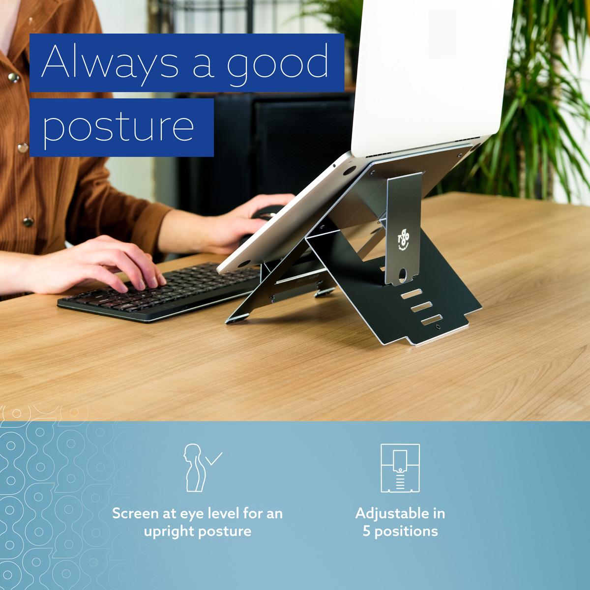 R-GO TOOLS Riser Laptop Stand Flexible/ Adjustable Black