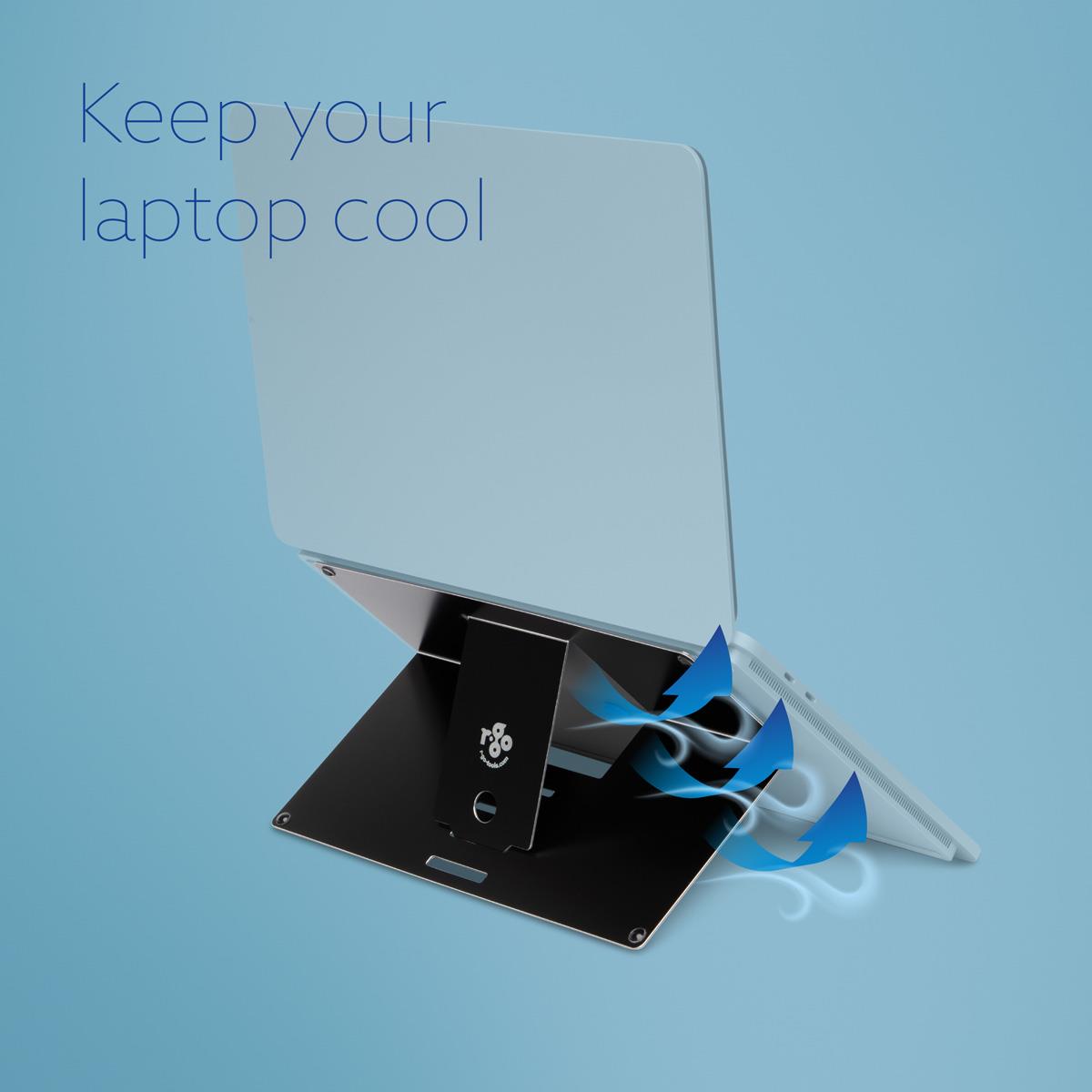 R-GO TOOLS Riser Attachable Laptop Stand Integrated Adjustable Black