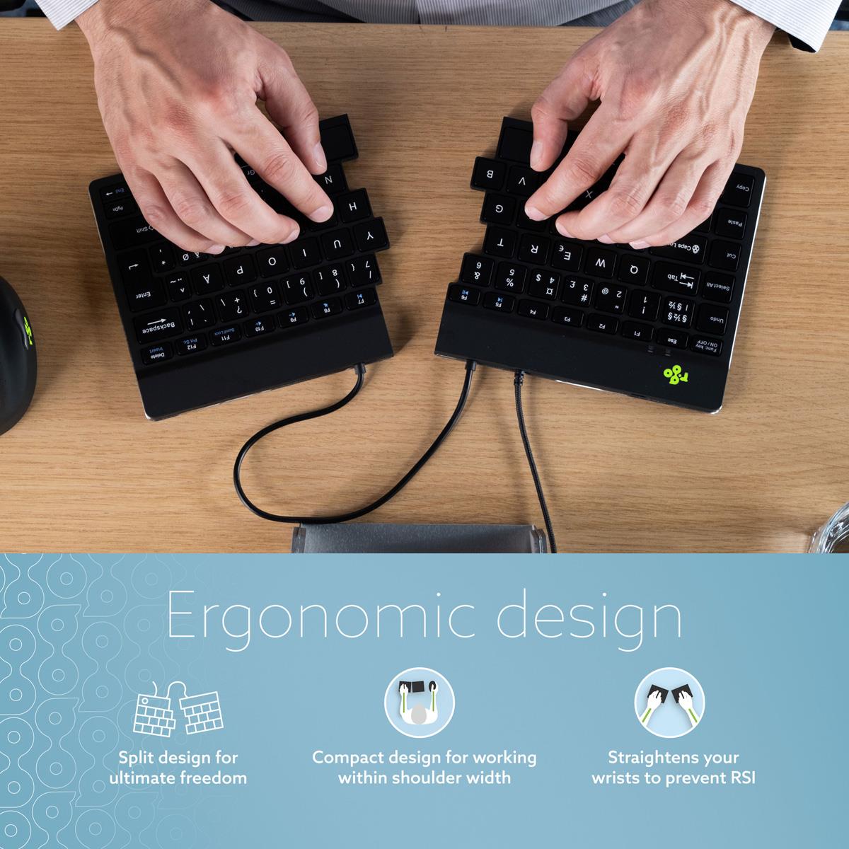R-GO TOOLS Split Ergonomic - Black - Qwerty Uk