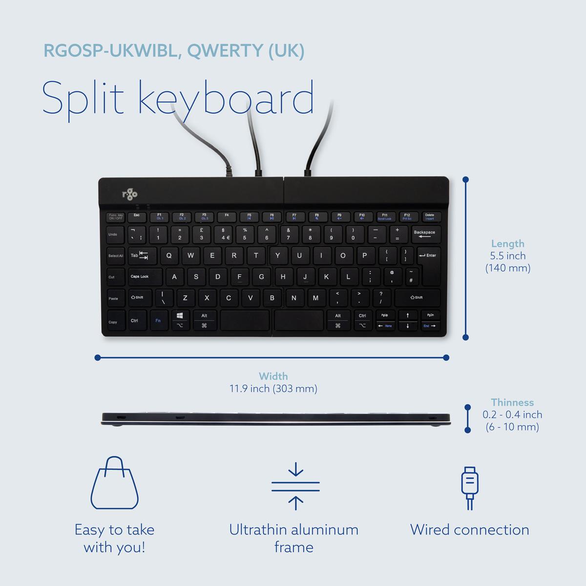 R-GO TOOLS Split Ergonomic - Black - Qwerty Uk