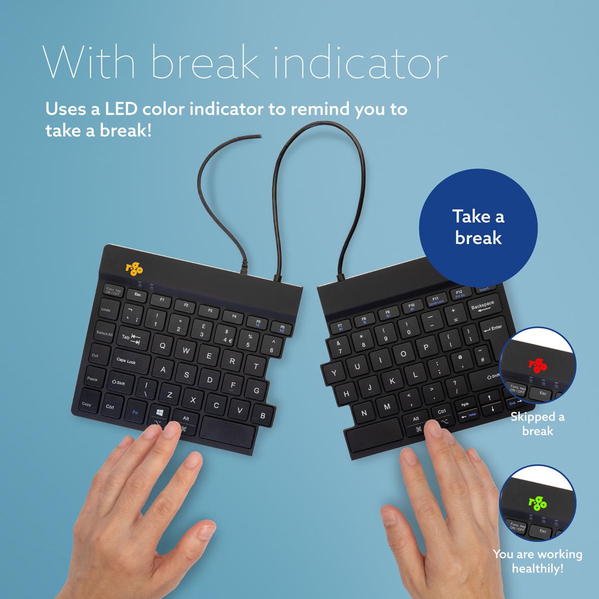R-GO TOOLS Split Ergonomic - Black - Qwerty Uk