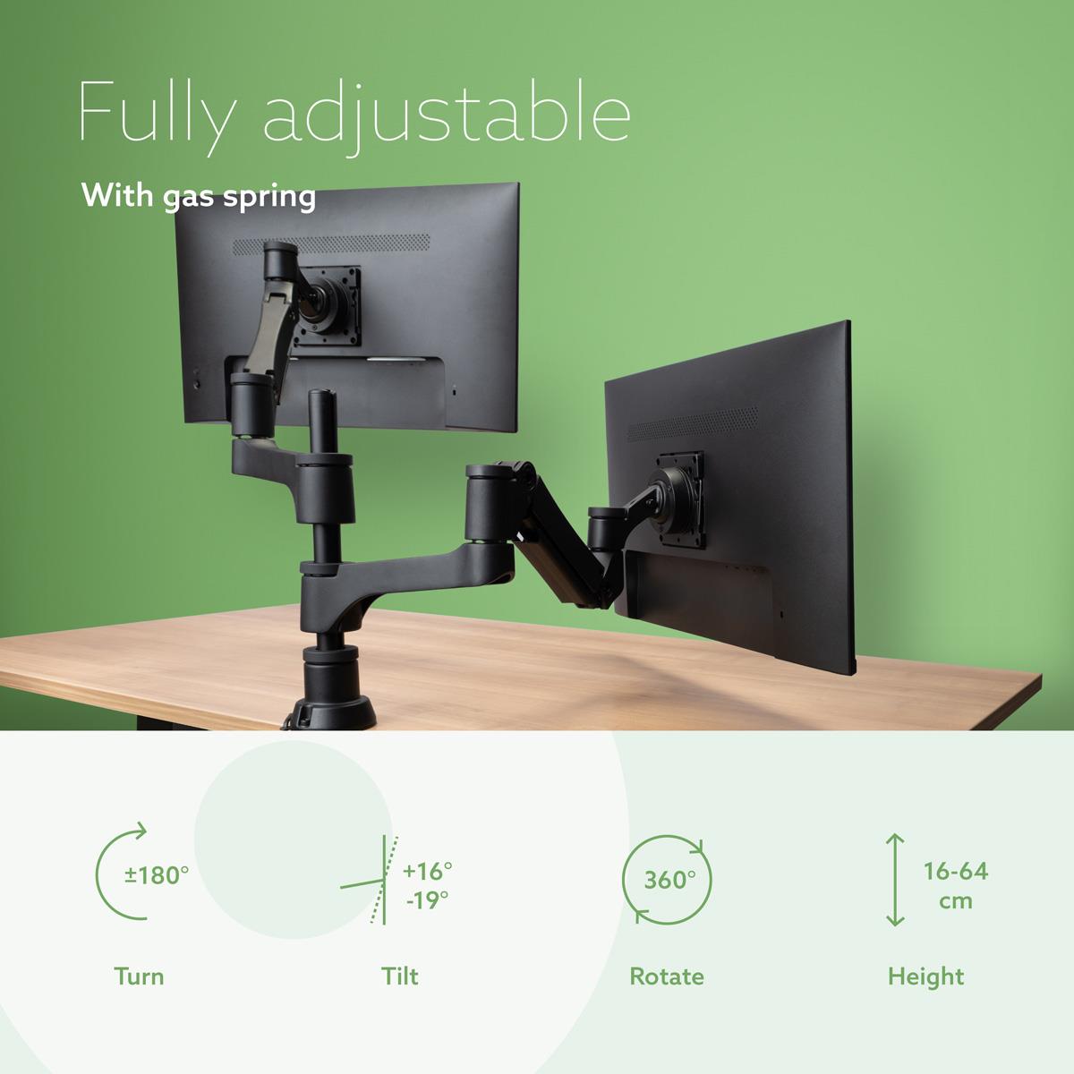 R-GO TOOLS Caparo 4 Twin Monitor Arm Silver