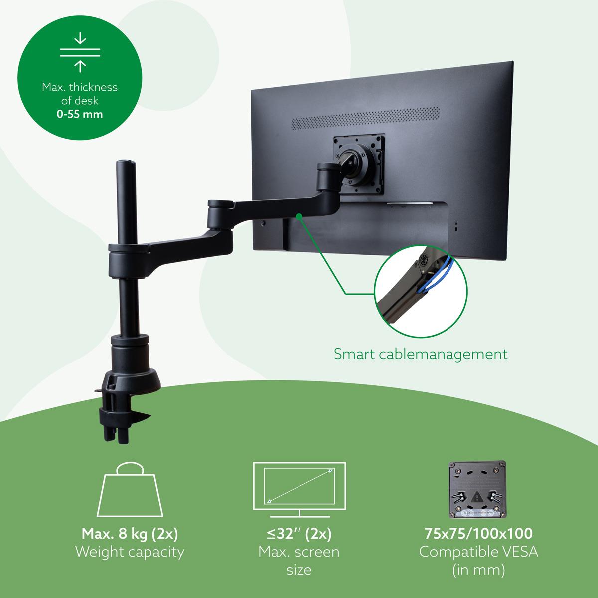 R-GO TOOLS Zepher 4 Twin Monitor Arm Silver