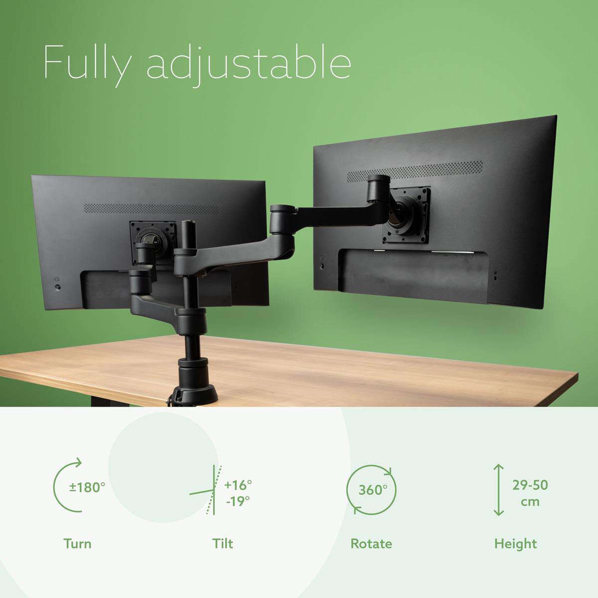 R-GO TOOLS Zepher 4 Twin Monitor Arm Silver