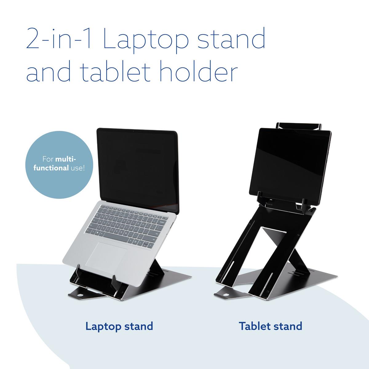 R-GO TOOLS Riser Duo Tablet And Laptop Adjustable Stand Black