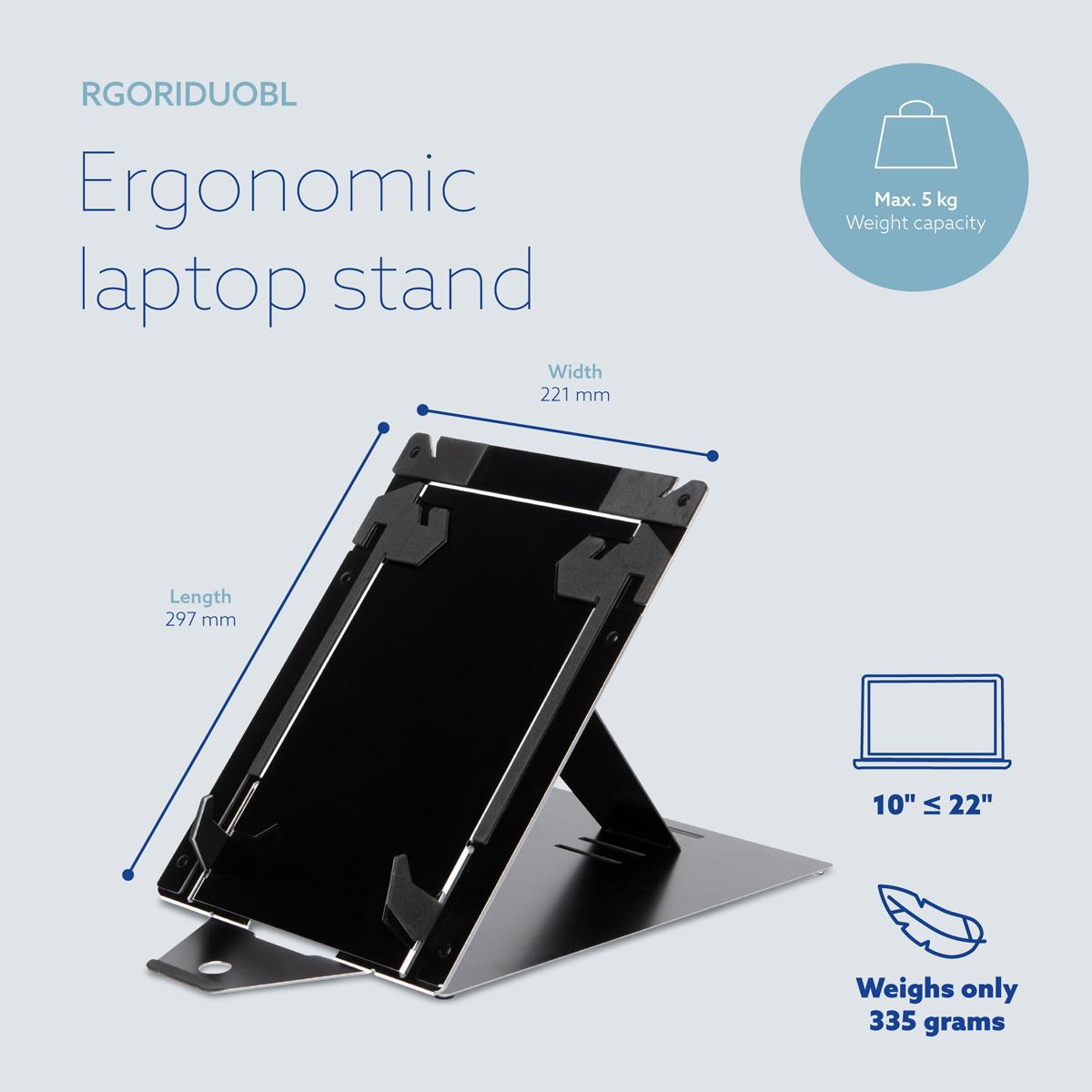 R-GO TOOLS Riser Duo Tablet And Laptop Adjustable Stand Black
