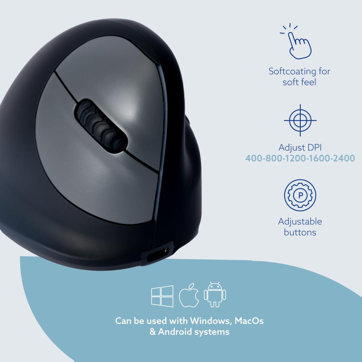 R-GO TOOLS He Break Mouse - Ergonomic Mouse - Small - Wireless