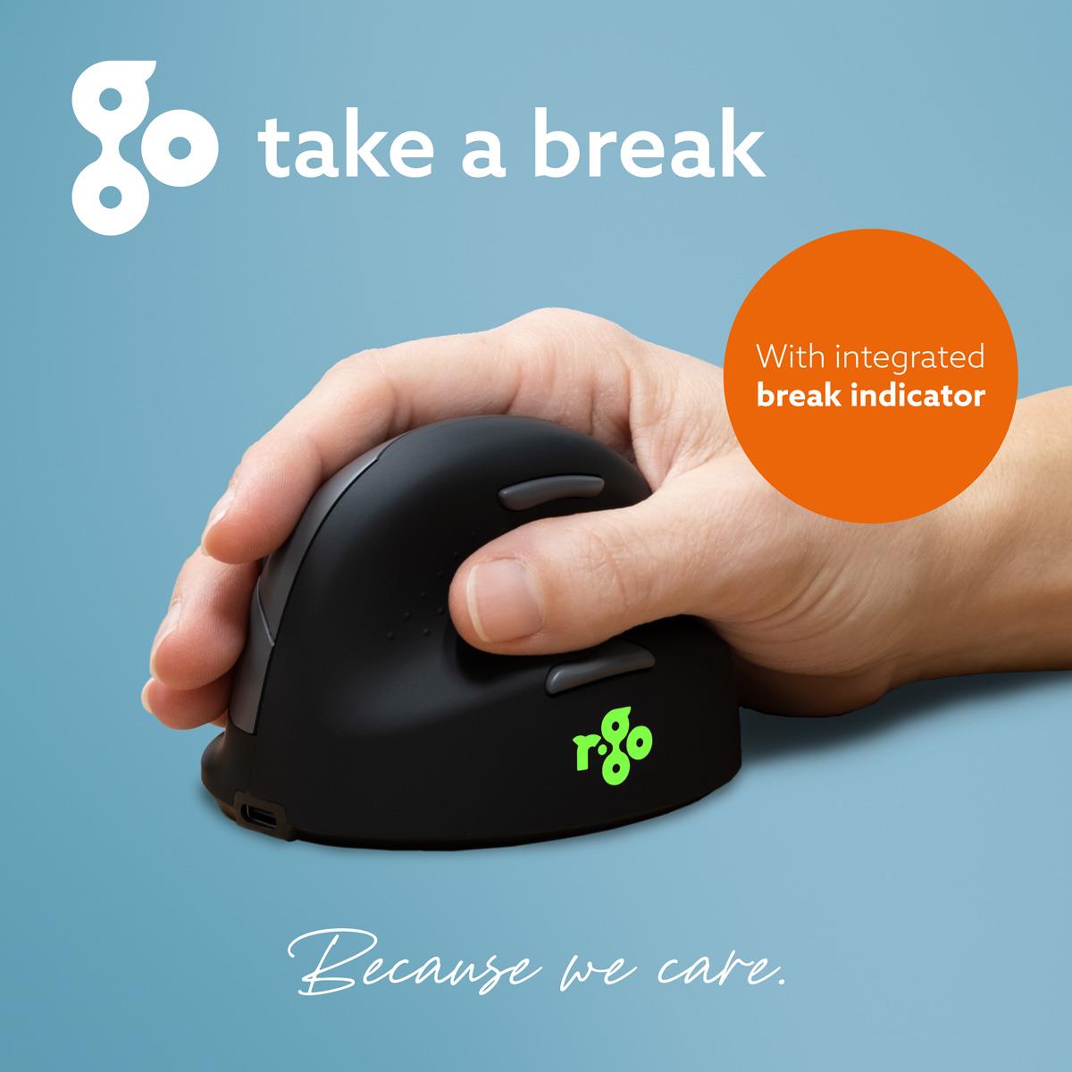 R-GO TOOLS He Break Mouse - Ergonomic Mouse - Small - Wireless