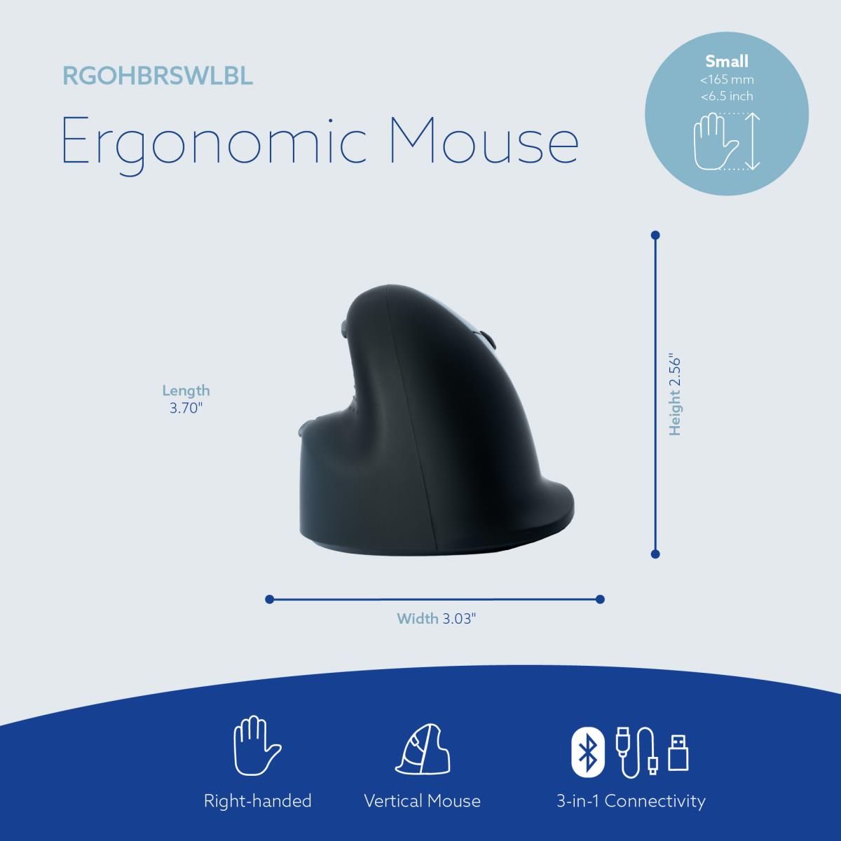 R-GO TOOLS He Break Mouse - Ergonomic Mouse - Small - Wireless