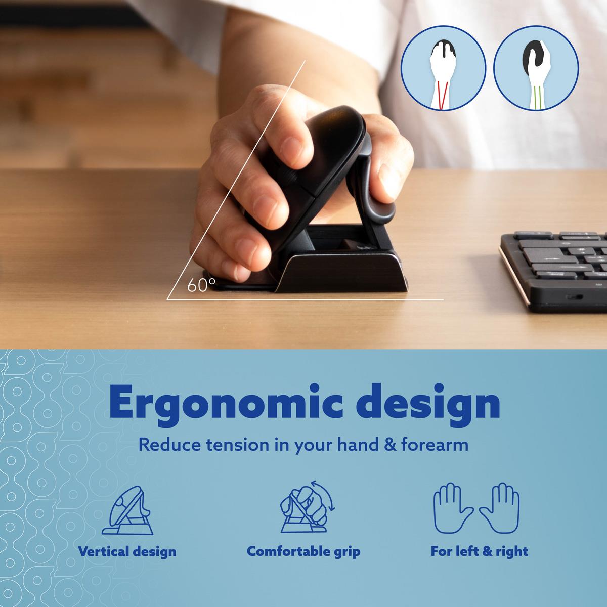 R-GO TOOLS R-go Twister Ambidextrous Ergonomic Mouse - Wired/wireless Bluetooth