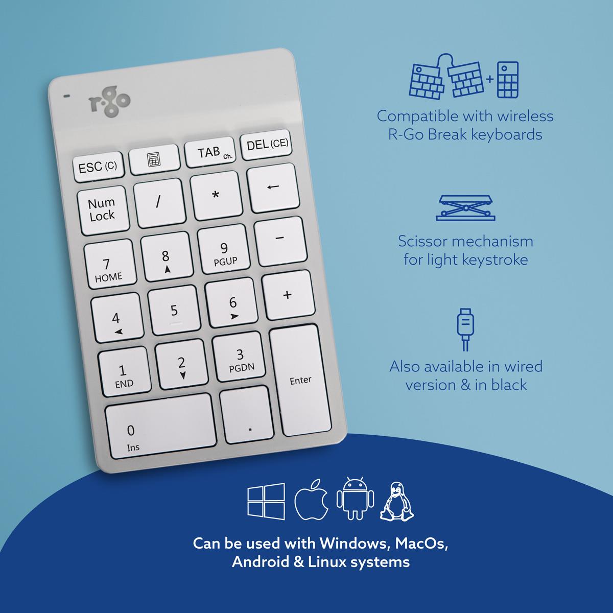 R-GO TOOLS Numpad Break - Wireless - White