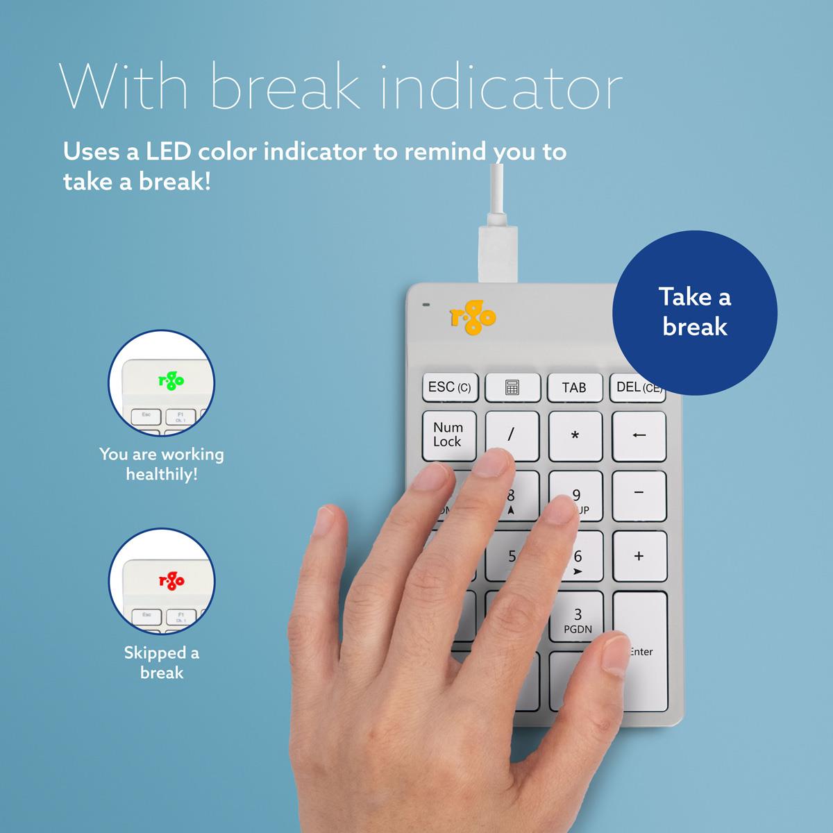 R-GO TOOLS Numpad Break Numeric Keypad With White Wire