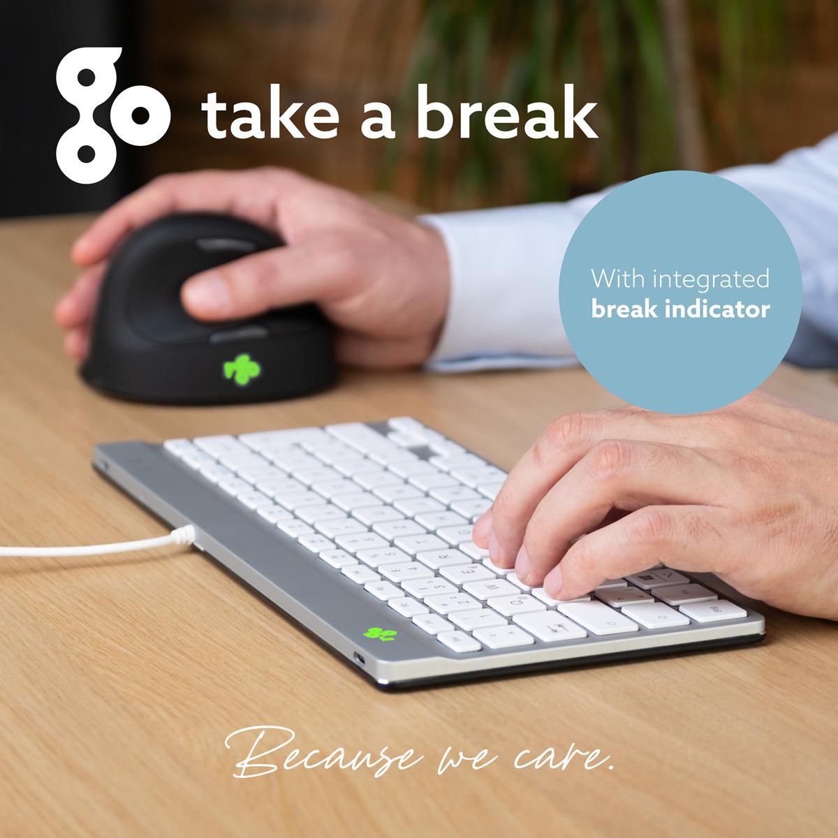 R-GO TOOLS Compact Break ergonomic - Keyboard - Wired - White - Qwerty Uk