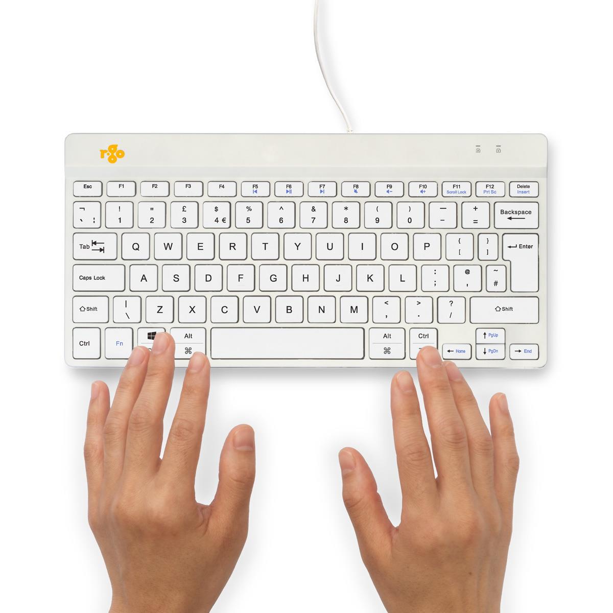 R-GO TOOLS Compact Break ergonomic - Keyboard - Wired - White - Qwerty Uk