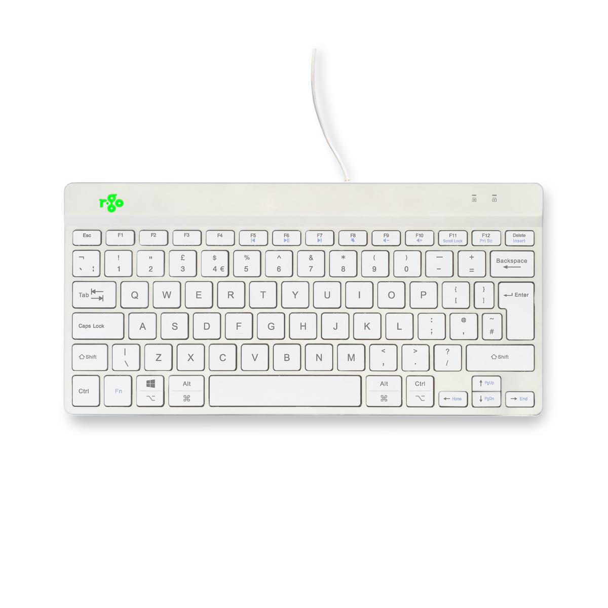 R-GO TOOLS Compact Break ergonomic - Keyboard - Wired - White - Qwerty Uk