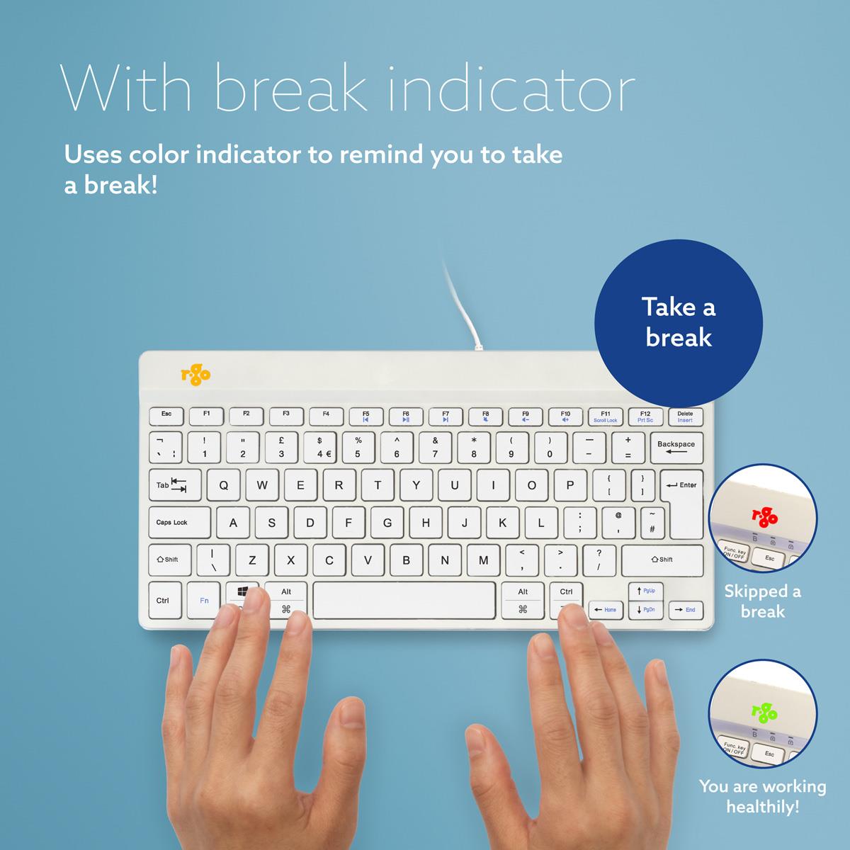 R-GO TOOLS Compact Break ergonomic - Keyboard - Wired - White - Qwerty Uk