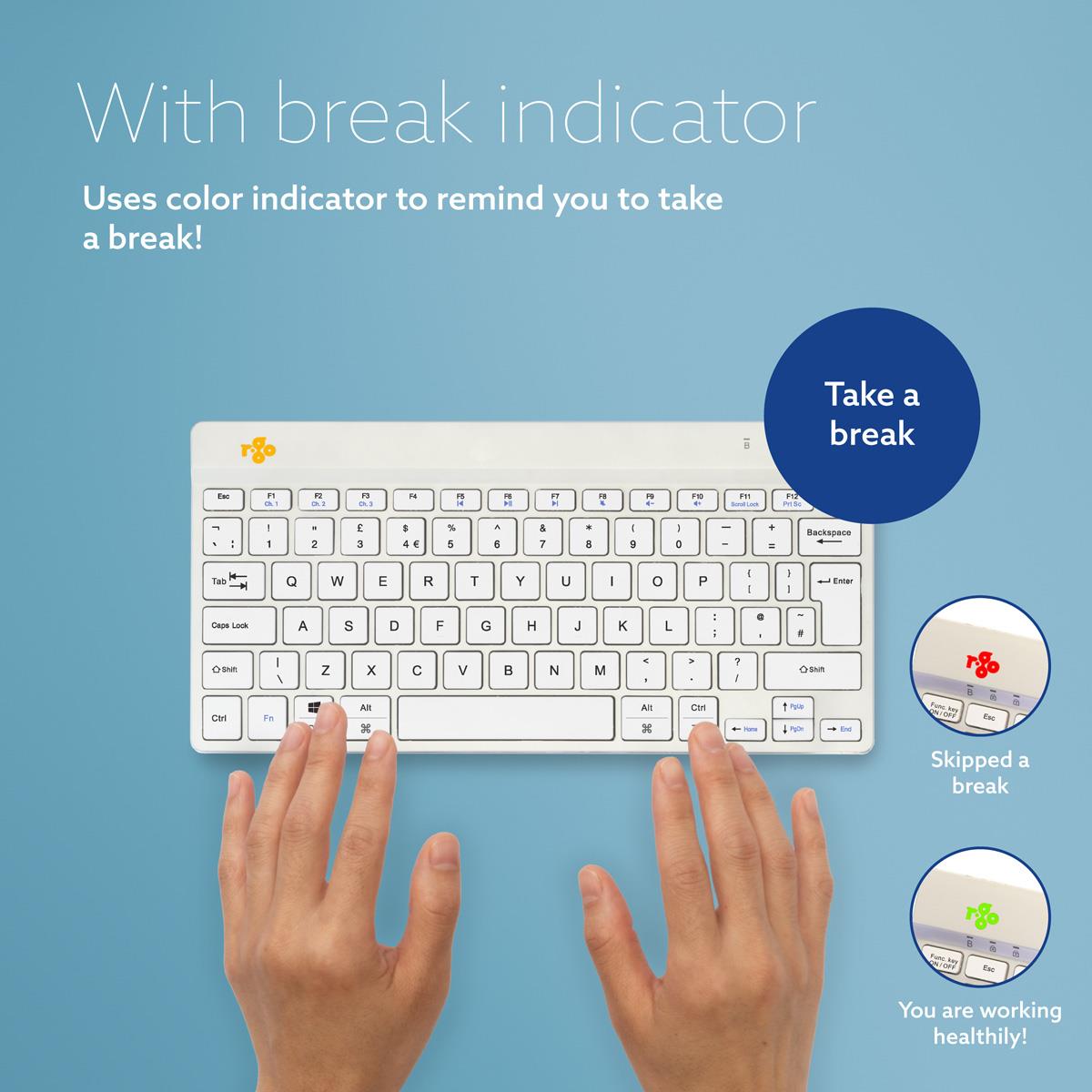 R-GO TOOLS Compact Break Ergonomic - Keyboard - Wireless - White - Qwerty Uk