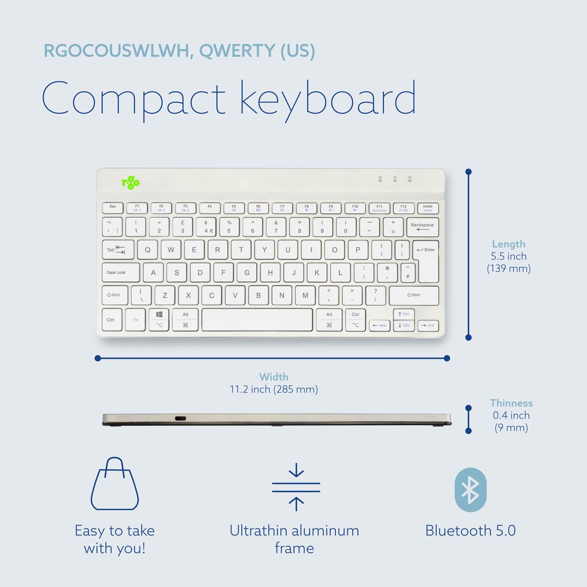 R-GO TOOLS Compact Break Ergonomic - Keyboard - Wireless - White - Qwerty Uk