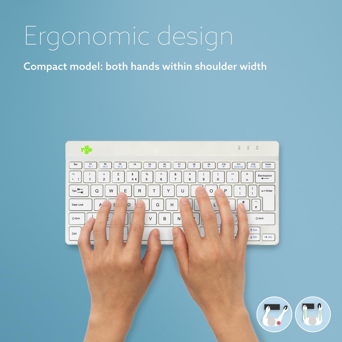 R-GO TOOLS Compact Break Ergonomic - Keyboard - Wireless - White - Qwerty Uk