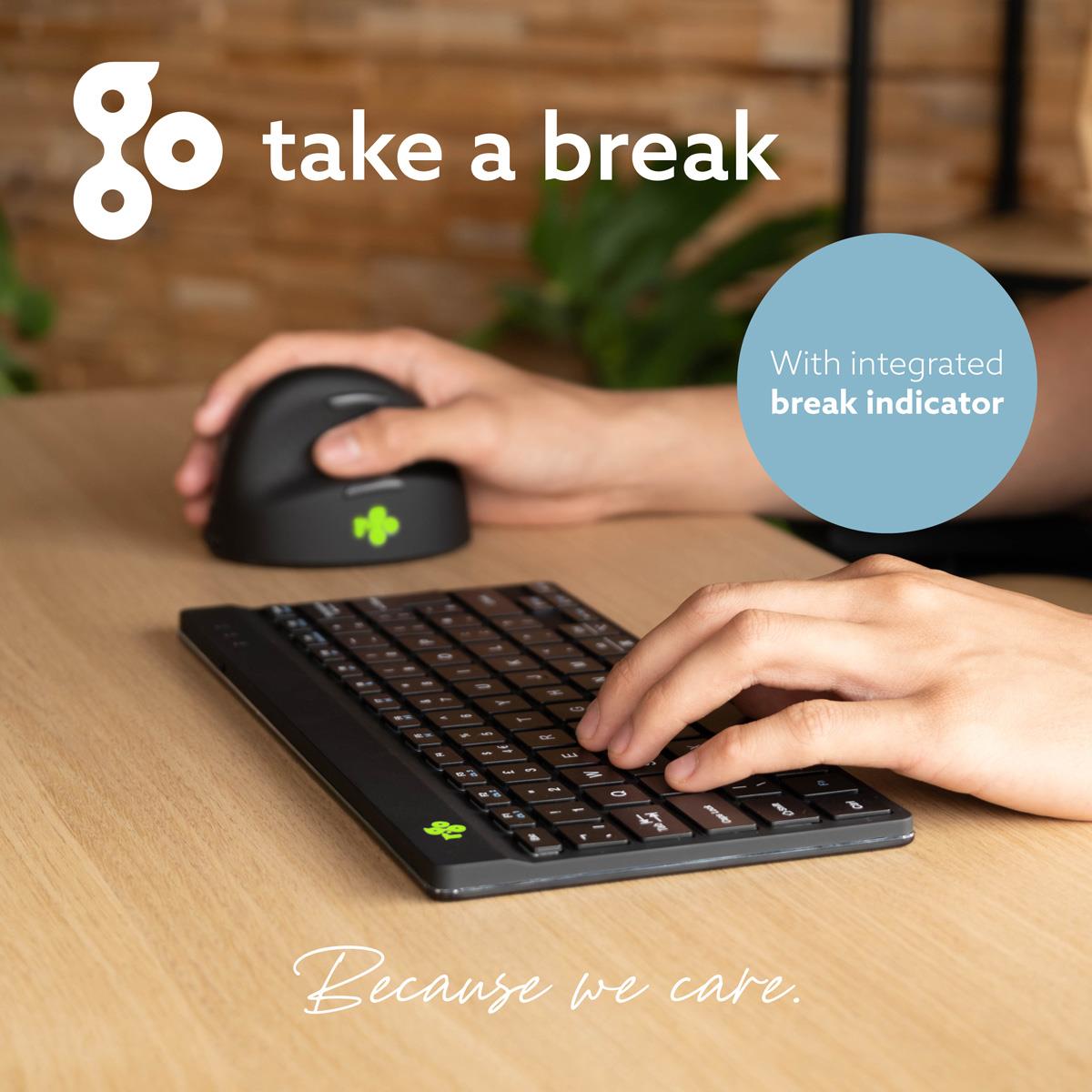 R-GO TOOLS Compact Break Ergonomic - Keyboard - Wireless - Black - Qwerty Uk