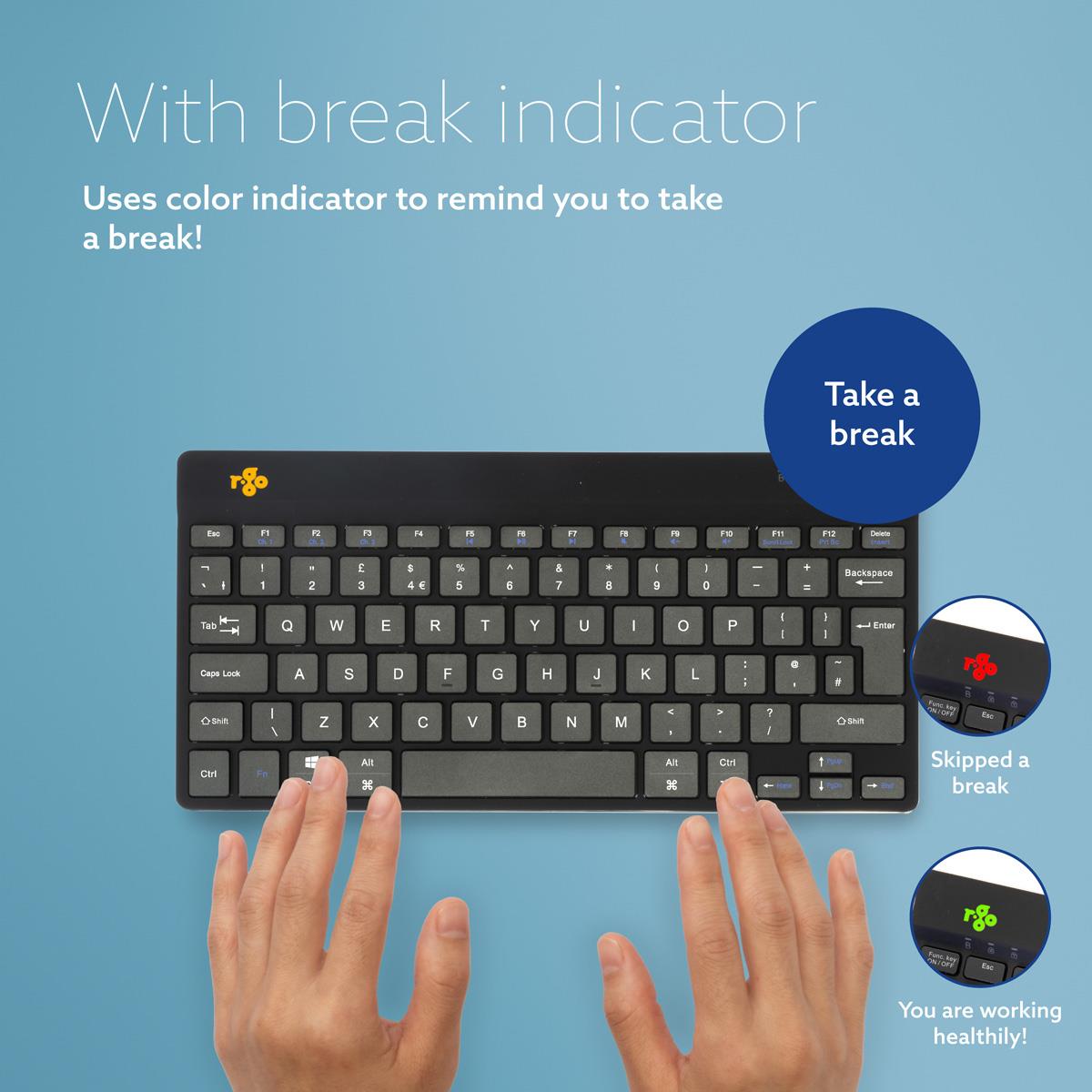 R-GO TOOLS Compact Break Ergonomic - Keyboard - Wireless - Black - Qwerty Uk