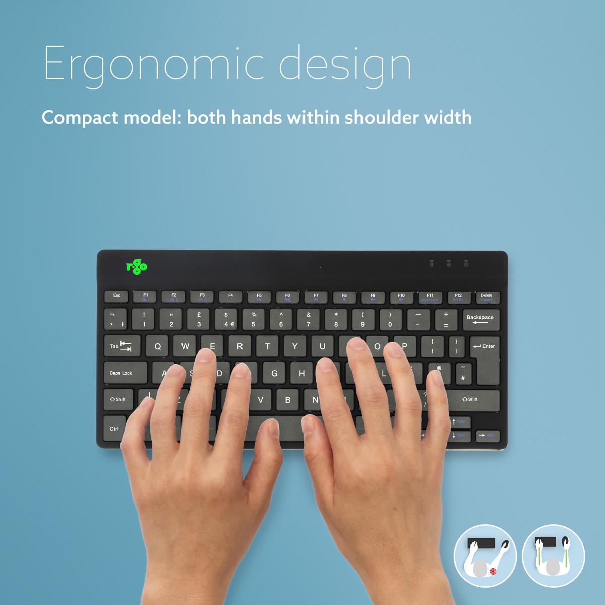 R-GO TOOLS Compact Break Ergonomic - Keyboard - Wireless - Black - Qwerty Uk