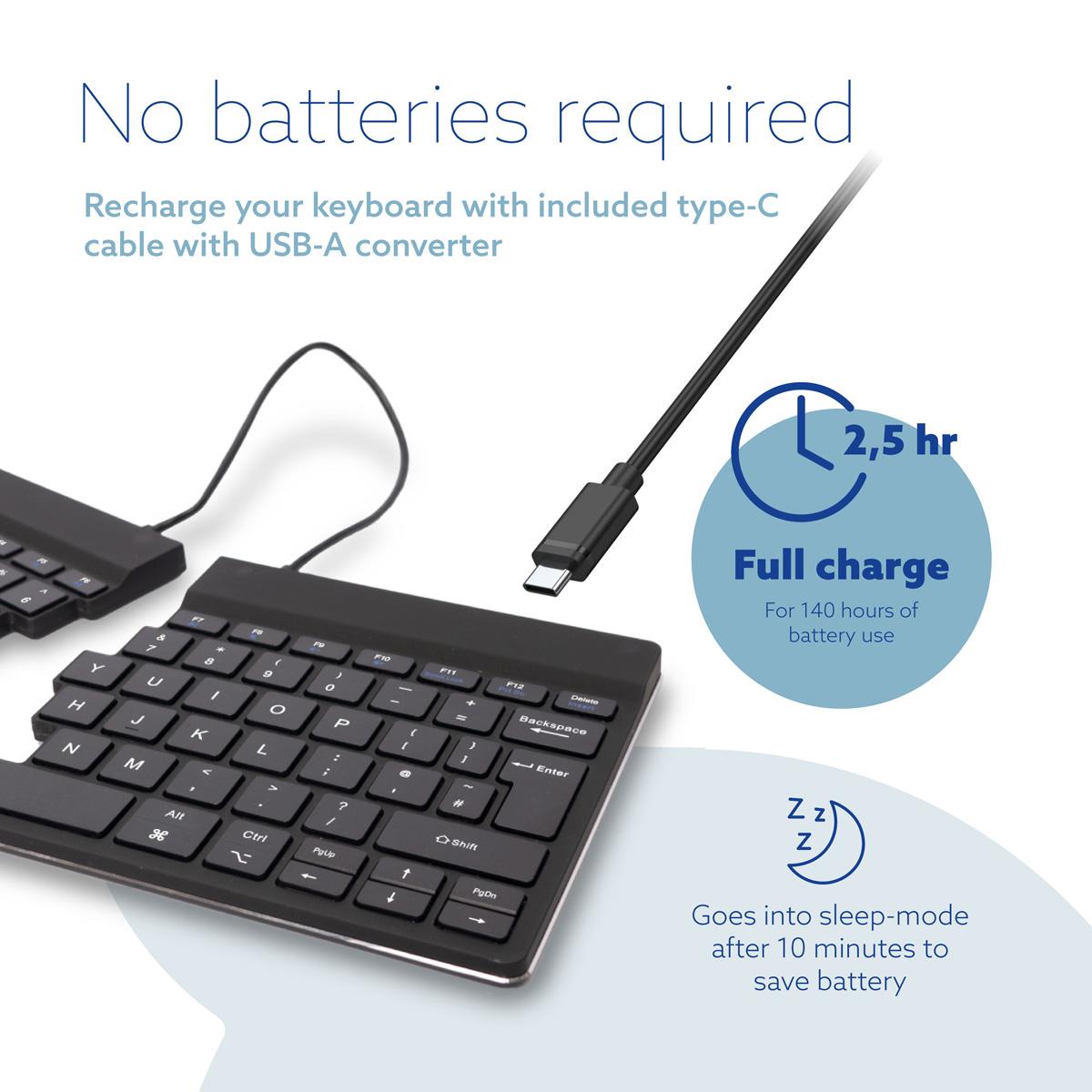 R-GO TOOLS Split Break Ergonomic - Keyboard - Wireless - Black - Qwerty Uk