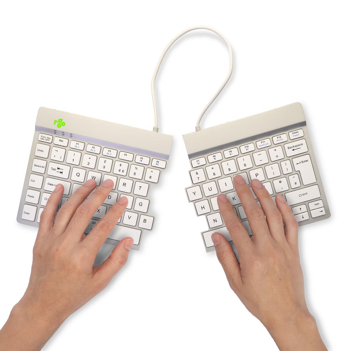 R-GO TOOLS Split Break Ergonomic - Keyboard - Wireless - White - Qwerty Uk