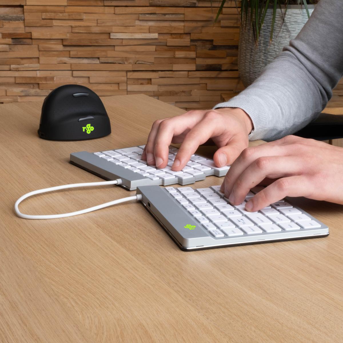 R-GO TOOLS Split Break Ergonomic - Keyboard - Wireless - White - Qwerty Uk