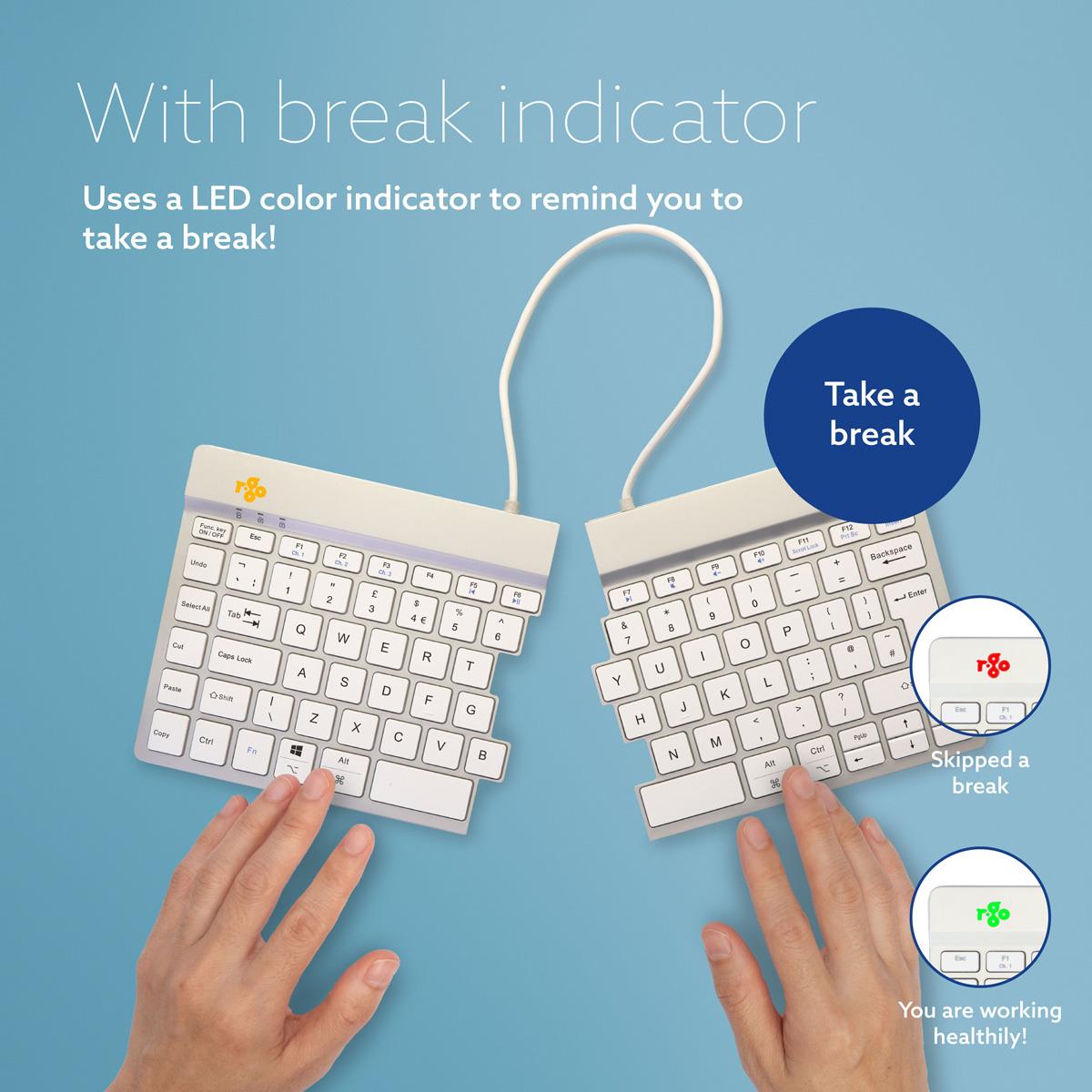 R-GO TOOLS Split Break Ergonomic - Keyboard - Wireless - White - Qwerty Uk