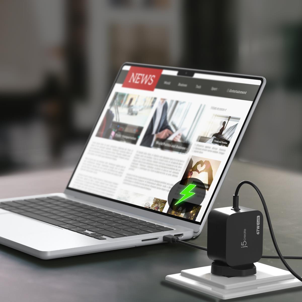 J5CREATE Mini Charger - 67w Gan Pd USB-c With 3 Types Of Dc Connector - Uk