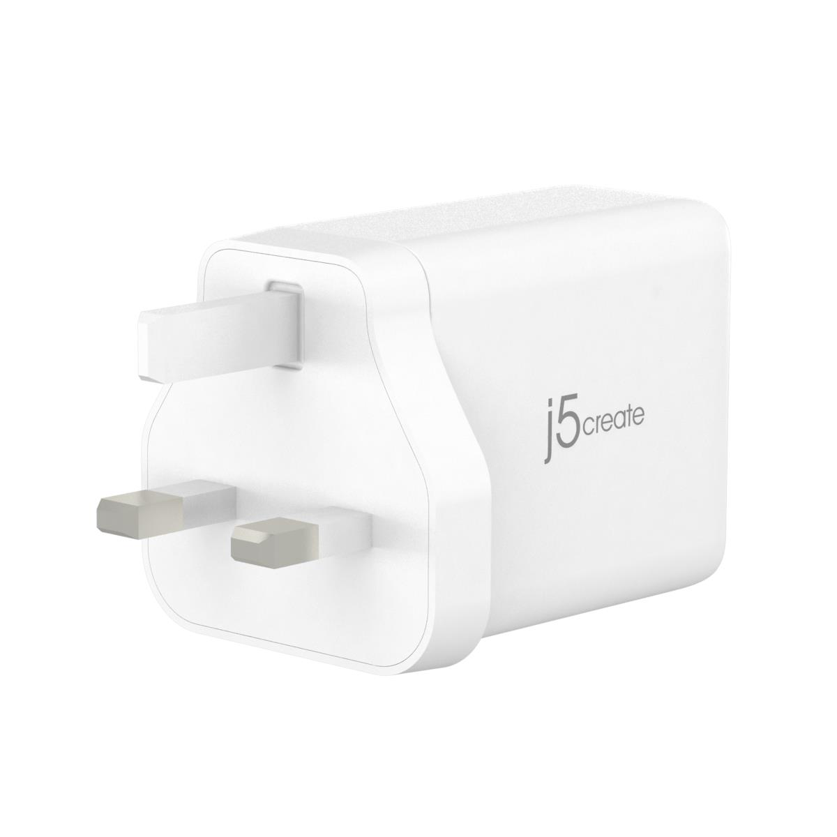 J5CREATE 3 Port Charger - 65w Gan - 2x USB-c Female 1x USB Type-a Female - (uk) White