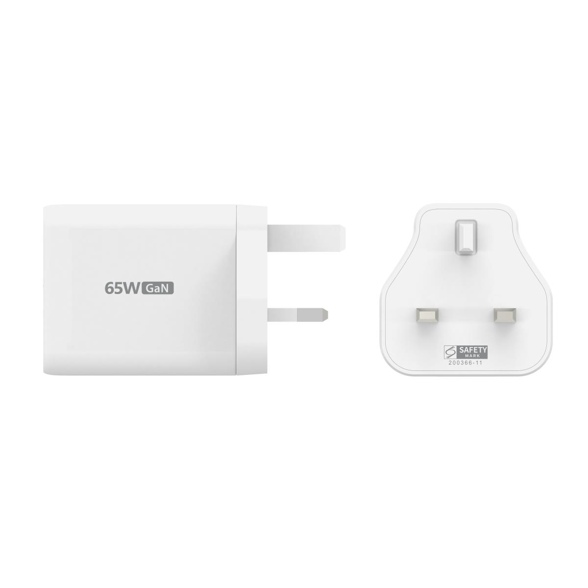 J5CREATE 3 Port Charger - 65w Gan - 2x USB-c Female 1x USB Type-a Female - (uk) White