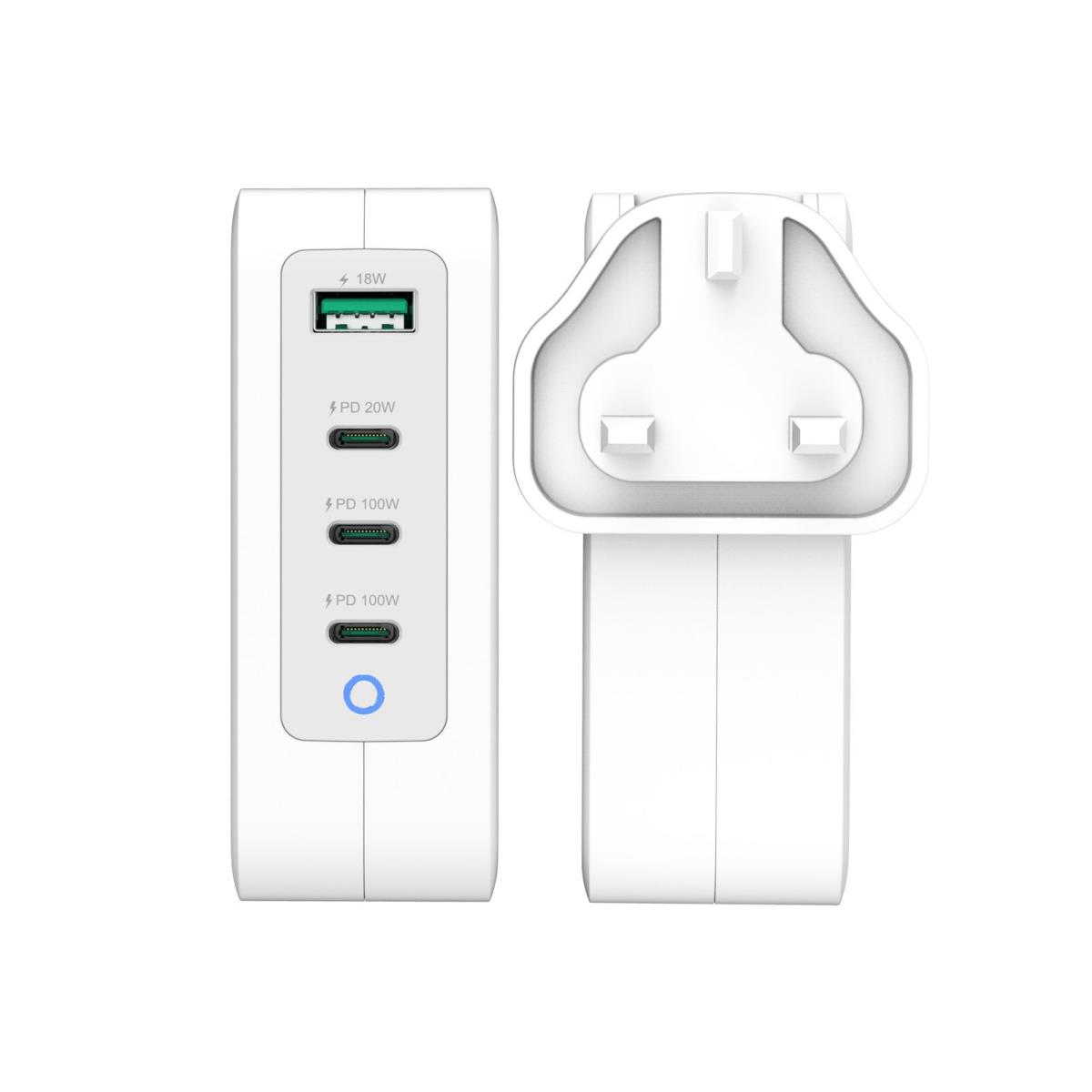 J5CREATE 4 Port Charger - 130w Gan - 3x USB-c Female 1x USB Type-a Female - (uk) White Grey