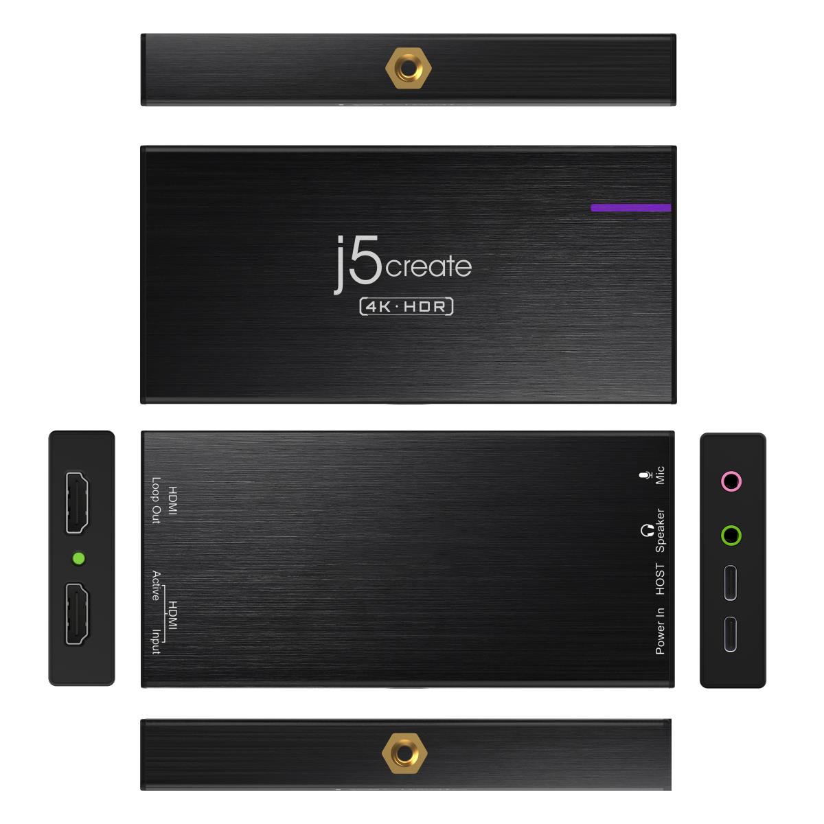 J5CREATE 4k Game Capture Station - 1x USB-c Female - 1x USB-c 1x Hdmi (in) 1x Hdmi (out) 2x 3.5 Mm (audio/ Mic In) - Black