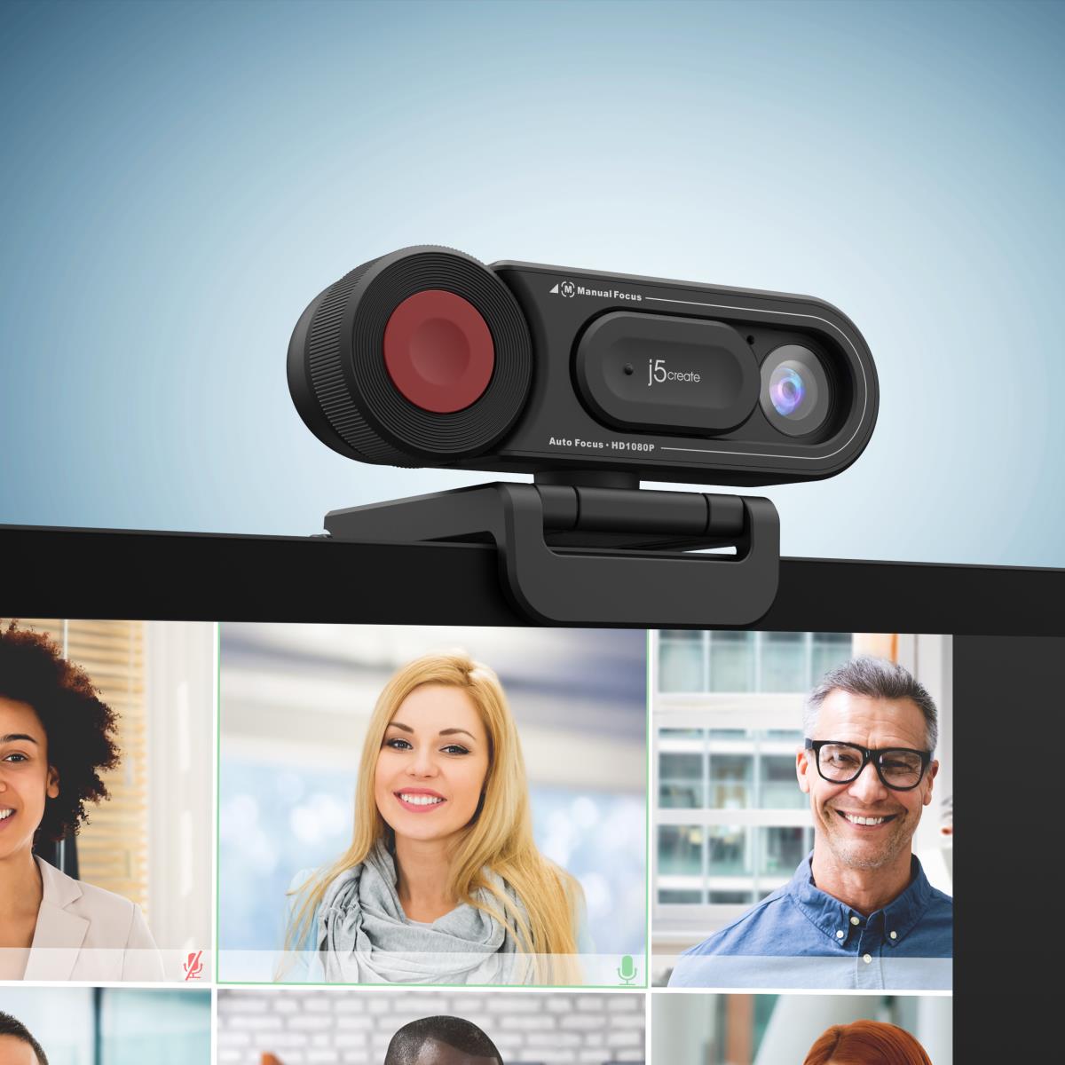 J5CREATE Hd Webcam - Auto & Manual Focus Switch - USB-c/ USB Type-a - Black