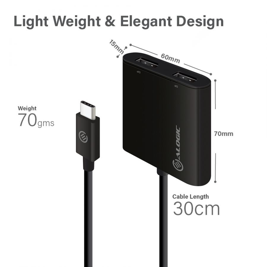 ALOGIC USB-C TO Dual DisplayPort 2.0 Adapter