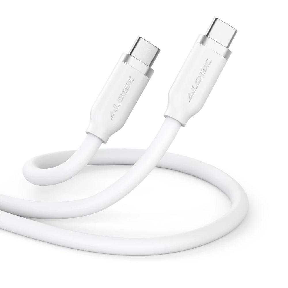 ALOGIC Elements Silicone 5A/240W USB2 USB-C To C Male Cable White - 1m