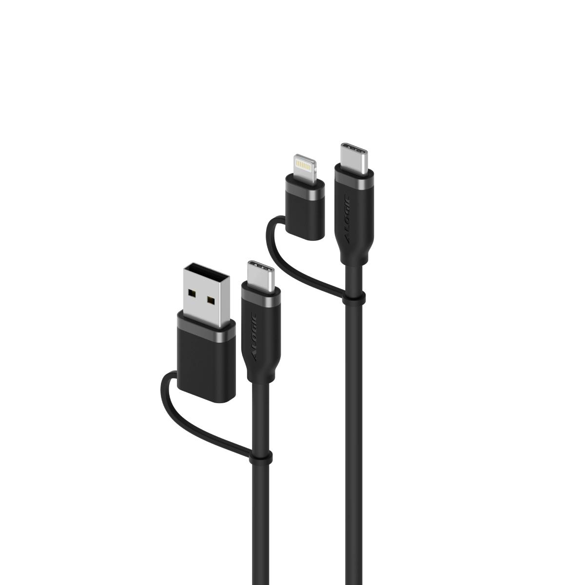 ALOGIC Elements Silicone 4IN1 USB 2.0 Cable 100W Black - 1.5m