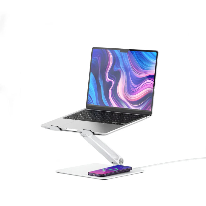 ALOGIC Elite Power Laptop Stand With Wireless Charger - White