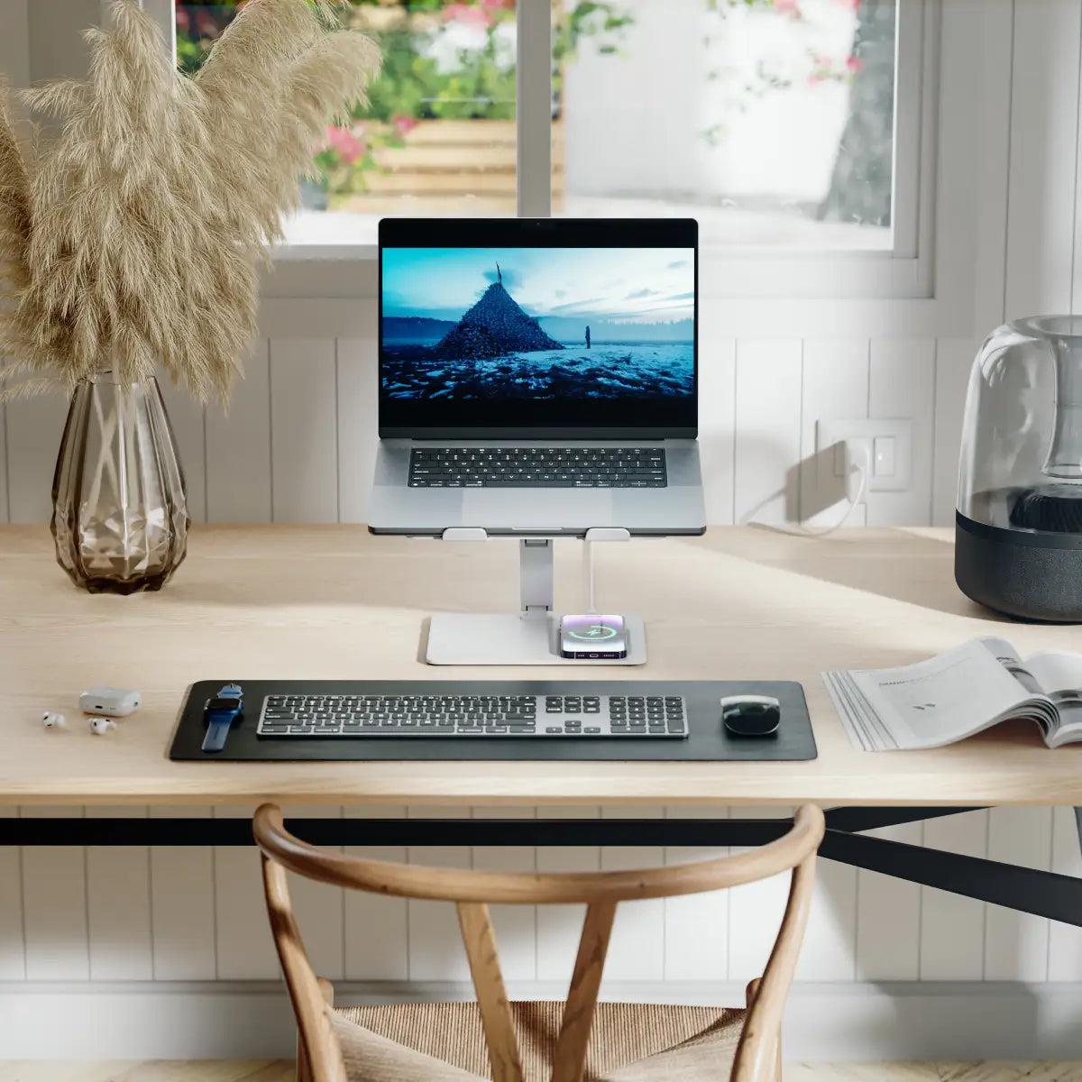 ALOGIC Elite Power Laptop Stand With Wireless Charger - White