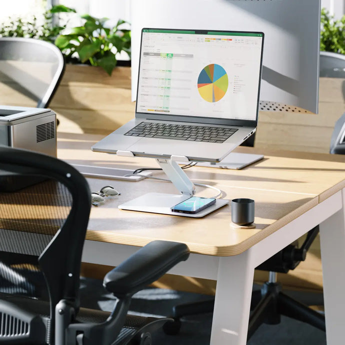 ALOGIC Elite Power Laptop Stand With Wireless Charger - White