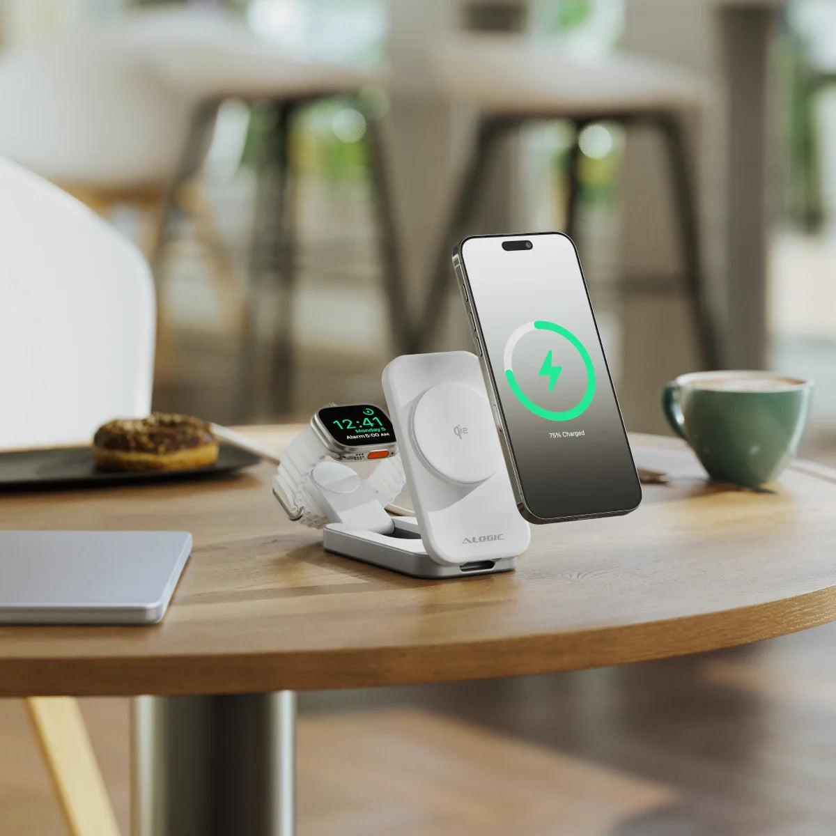 ALOGIC Flip 2-in-1 Qi2 Fast Wireless Charging Stand - White