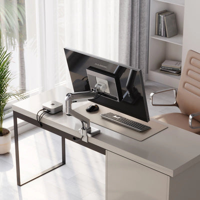ALOGIC Monitor Mount - Desk - 1 Monitor - Tilt/Swivel/Rotate - 17 to 49in - Chrome + White